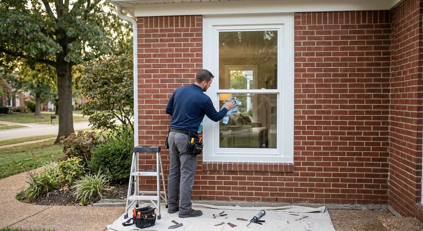 Completed double hung windows with clean trim after replacement work