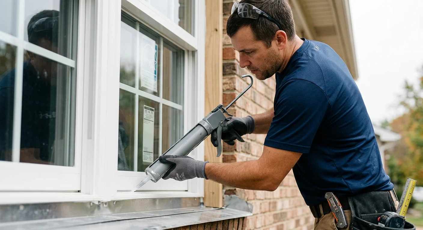 Fogged insulated glass panel showing failed seal on a patio slider