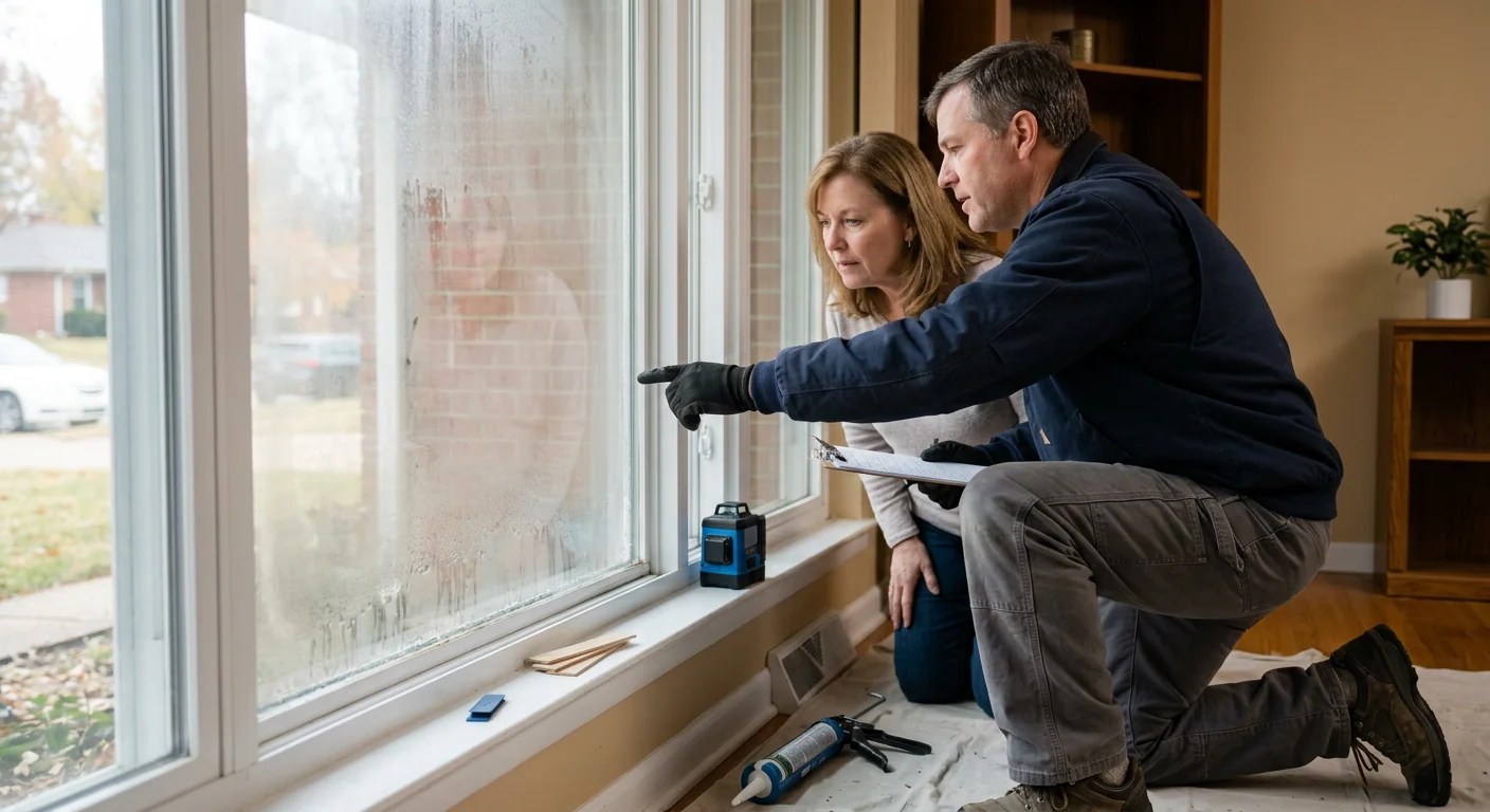 Foggy double pane window showing failed seal on a Chesterfield home