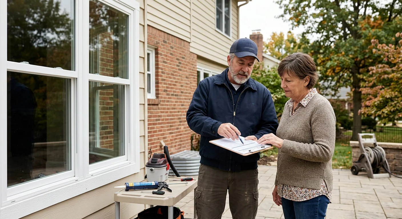 Technician reviewing post-job walkthrough notes with a Chesterfield homeowner