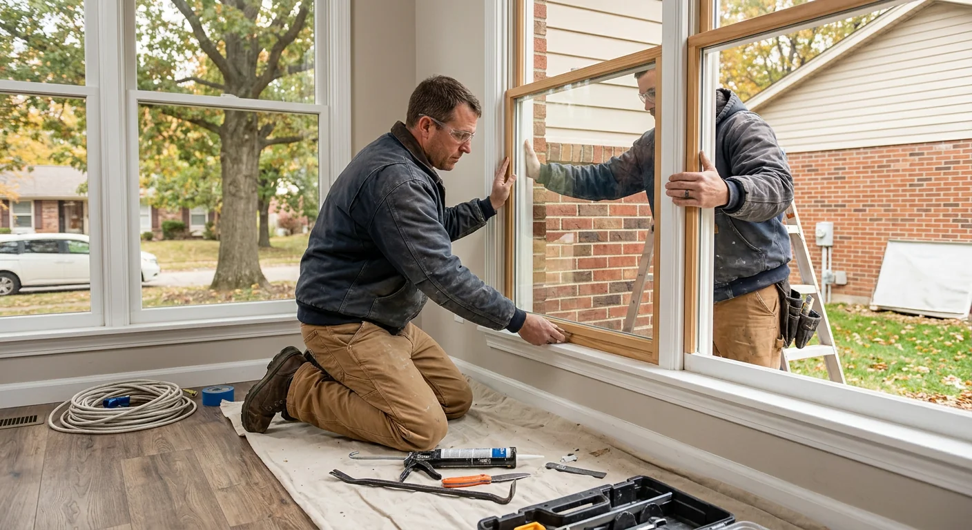 Newly installed double hung windows in a Chesterfield residential property